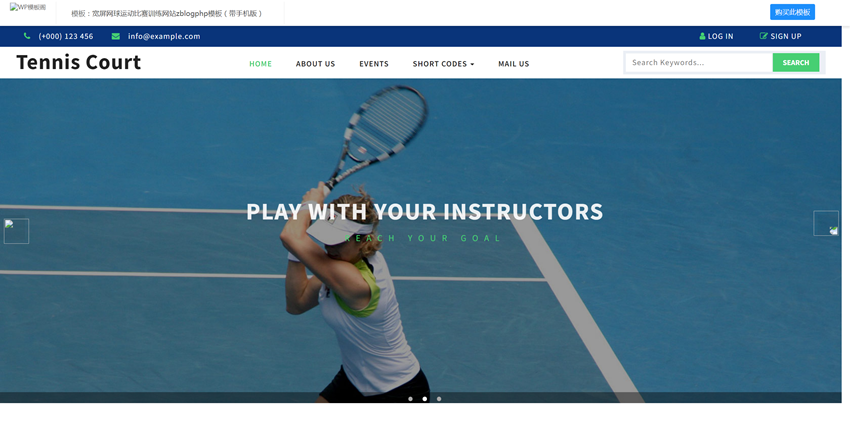 外贸企业模板：宽屏网球运动比赛训练网站(zblogphp模板)