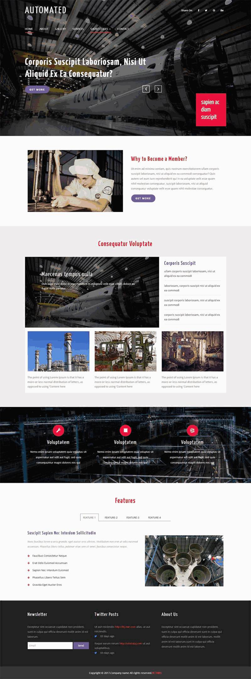 外贸企业模板：黑色宽屏机械工业网站（zblogphp模板）
