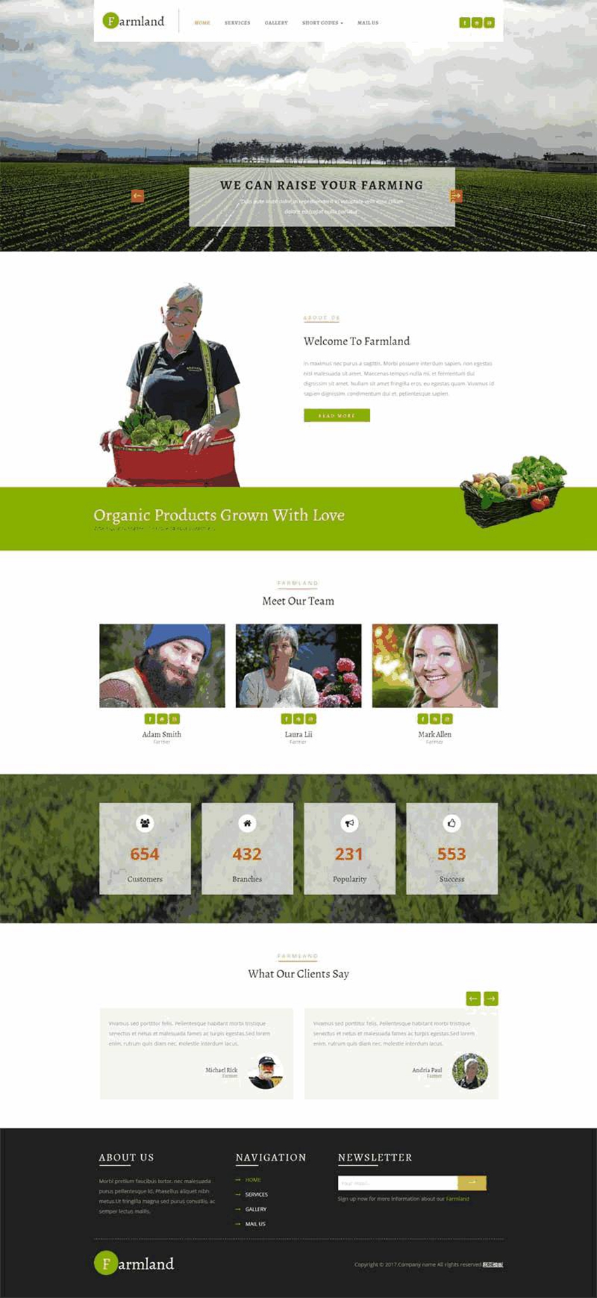 外贸企业模板：绿色农田蔬菜种植基地网站(zblogphp模板)