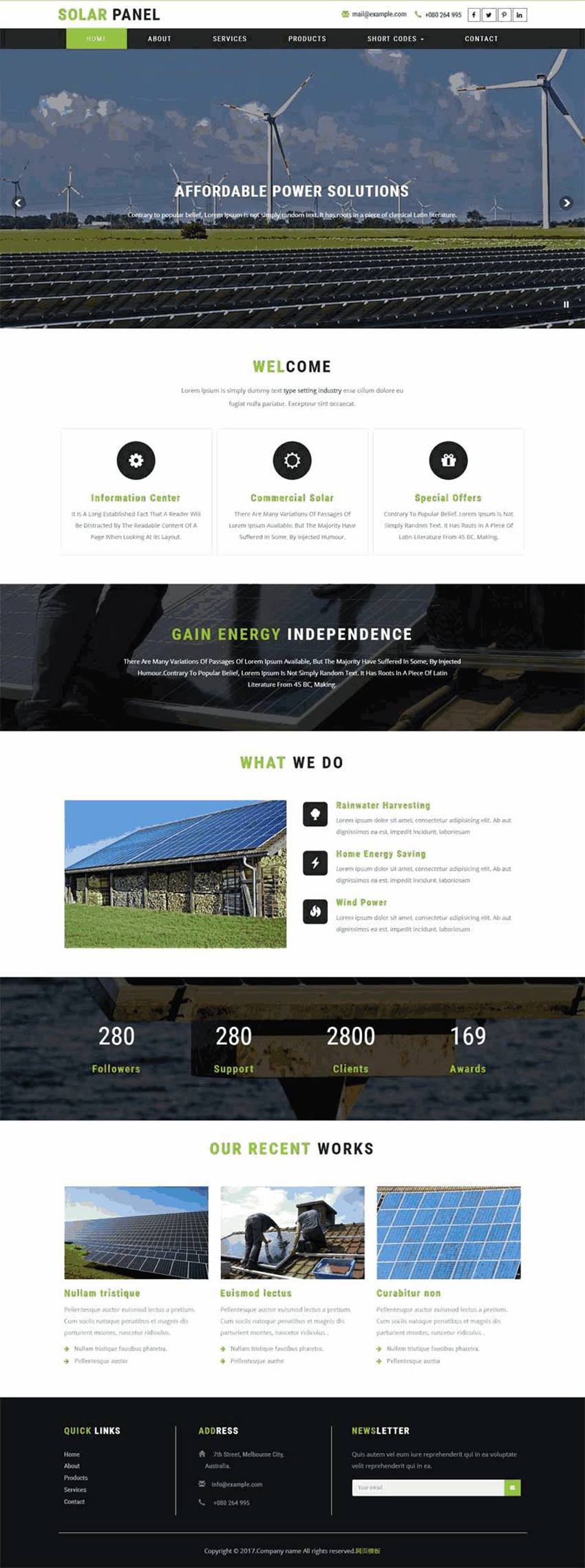 外贸企业模板：绿色大气太阳能电力公司网站(zblogphp模板)
